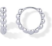 Pendientes de aro Huggie con cuentes de plata esterlina chapados en oro de 18 quilates para mujeres-Pendientes de aro de oro ligero de oro blanco