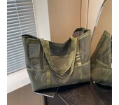 Protable Mesh Bag Large Capacity Reusable Storage Shoulder Bags Swimming Beach Bag Women Makeup Organizer Shopping Handbag