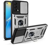 For OPPO A74 A54 4G 5G Case Slide Camera Shockproof Armor Case For OPPO A57 A77 A55 A58  Car Magnetic Holder Ring Protect Cover