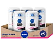 NIVEA Pack ahorro - Desodorante en Stick Black & White Invisible Mujer 50ml x 5 unidades - Protección Antitranspirante 72h