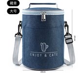 New Circular Portable Lunch Bag Food Thermal Box Waterproof Office Cooler Lunchbox With Shoulder Strap Insulated Case
