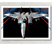Classic Fighter Jets Canvas Art - F16 & F22 Abstract Aircraft Wall Print for Living Room Decor