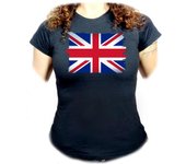 CAMISETA NEGRA MUJER BANDERA INGLATERRA LONDRES oferta tshirt isabelle queen teatime