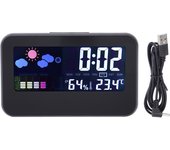 Reloj despertador electrónico con temperatura, humedad, clima, Reloj compatible con control por Voz Y Luz de Fondo