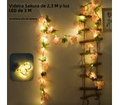 230cm Cherry Blossom LED Light Garland Artificial Flowers Vines For Wedding Party Home Decor Hanging Wall Garden Arches Ornament