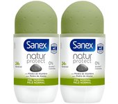 2 und Sanex NATUR PROTECT con Piedra de Alumbre  - Máxima Protección 24H Antitranspirante - Contra el Sudor y el Olor (50mlx2)