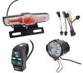 E-Bike Front Brake Rear Light Set 24/36/48V Bike Accessories Rack Lamp with Horn Headlight Switch Electric Bicycle Tail Light