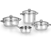 Batería de Cocina MONIX Óptima | Acero Inoxidable | 4 piezas | Con tapa