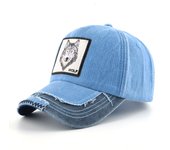 Vintage Denim Baseball Cap With Embroidery Wolf Patch Men Snapback Hip Hop Dad Hats Women Four Seasons Adjustable Sun Visor Cap