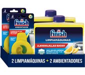 Finish 2 Limpiamáquinas Lavavajillas Limón + 2 Ambientador Lavavajillas Limón