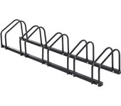 HOMCOM Soporte para 5 bicicletas para guardar bicicletas con ruedas de 65 mm de dimensiones 145L x 33L x 27H cm de acero negro