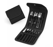 Set de manicura y pedicura, cortaúñas, Kit profesional 12 en 1 Para uñas de los pies y las Mano, color Negro.