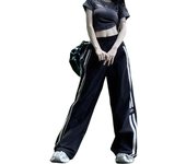 Straight leg casual pants men and women 2024 summer striped design wide-leg pants American retro loose plus size sweatpants