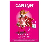 BLOC CANSON XSMART FAN ART A/4 20 HOJAS 250GR - PAPEL DE DIBUJO BLANCO, LISO, 250GSM, BLOC ENCOLADO POR LADO LARGO, A4-21X29,7CM, BLANCO, 20 HOJAS