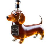 Botella de whisky con forma de perro salchicha, vaso de whisky con forma de perro salchicha esculpido en 3D, decantador de vino tinto único para amantes del whisky y los perros (A)