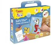Jovi play & fun kit pinta con arena ocean con 8 botes de arena + 1 punzon + 3 laminas con diseños de animales acuaticos - colores surtidos