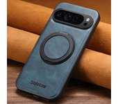 SUTENI PU Leather Oil Wax Compatible Wireless Charging Phone Case 360° Rotating Stand Buckle For Google Pixel 9XL 8Pro 7A 6