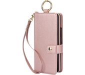For Samsung Galaxy Z Fold 6 5 4 3 Fold6 5G Crossbody Lanyard Leather Wallet Card Case Wrist Rope Flip Stand Cover With Pen slot