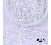 Random Mix 3-8mm AB Color Half Round ABS Beads Imitation Pearl Flatback Beads For DIY Nail Decor Jewelry Making