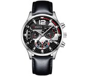 Reloj Hombre Deportivo con Calendario y 6 Agujas - Correa de Cuero Luminoso - Multifuncional