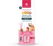 CRISTALINAS Recambio Mikado Absorbe Olores Mascotas 2x30ml. Más de 4 semanas de duración. 0% alcohol. Disfruta de tu hogar y tu mascota . Variedad de aromas: Frutos Rojos, Jardín, Flores Blancas, Aroma a Limpio, Aire Fresco.