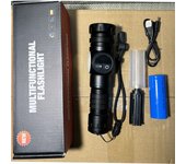 Linterna de luz láser blanca potente con pantalla de carga tipo C, luz lateral COB magnética fuerte, interruptor doble, linterna LED