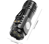 High Power LED Flashlight 3-Eyed Mini Flashlight USB Rechargeable Clip-on Torch Light Outdoor Emergency Work Lights for Hiking