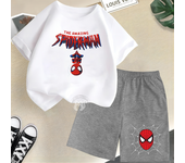 Cool Spider Man Fun Print Summer Cotton T-shirt+Shorts Boys and Girls 2-12 Year Old Round Neck Casual Children's Baby Casual Set