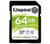 Tarjeta de memoria kingston canvas select plus 64gb sd xc/ clase 10/ 100mbs