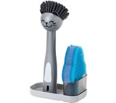 VIGAR® - Set Limpieza para Comedero de Perros y Gatos - Conjunto para Tener Siempre Limpio el Comedero del Perro o Gato - Cepillo Lavaplatos Comedero Perros Original - Resistente y Eficaz - Cepillo Fibras Duras y Resistentes