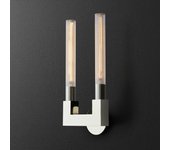 Lámpara de pared lineal de 2 luces de mediados de siglo para dormitorio, lámpara de pared de tocador de baño de vidrio de tubo largo dorado sobre espejo, aplique de pared industrial negro de estilo rústico para mesita de noche, sala de estar, cocina