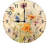 Reloj de pared, decoración y accesorios de cocina de flores vintage, relojes decorativos con pilas para sala de estar, dormitorio, baño, granja, 10 pulgadas