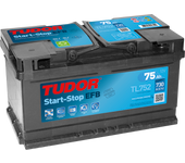 Batería de coche Tudor TL752 Start-Stop EFB. Tecnología EFB. 12V - 75Ah/730A (EN) Caja LB4