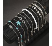 11PCS Multilayers Bohemian Starfish Infinity Heart Chain Anklets Set Women Teens Summer Beach DIY Bracelet on Leg Ankle Jewelry