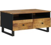vidaXL Mesa de centro madera maciza mango y contrachapada 80x54x40 cm Marrón claro, Marrón, Multicolor Mesita de Salón o Comedor o Auxiliar Mesa de Café Meuble Salón