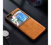 Premium Luxury leather Phone Case for Samsung Galaxy Z Flip 5 4 3  Retro Business Style Solid color funda capa cover