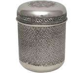 Bote de metal repujado plateado 10x10x12