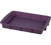 Tradineur - Fuente para horno rectangular de silicona, bandeja para horno, color violeta, 4 x 32.5 x 23 cm