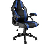 Tectake - Silla de oficina Benny | Diseño moderno y ergonómico | Estructura robusta y resistente | Cómodo acolchado | Suave revestimiento de polipiel | Inserciones de tela de malla transpirable