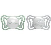 CHICCO CHUPETE PHYSIO LIGHT GLOW 16-36M 2UD VERDE-GRIS