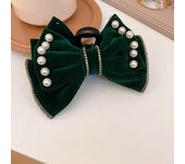 Grip.Bow Hair Clip Pearl Hair Claw Shark Clip Diamond Large Grab Clip Accesorios PARA EL Cabello Femenino (verde)