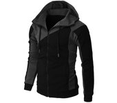 Chaqueta con cremallera de color en contraste de otoño e invierno, sudadera con capucha para hombre, moda informal para hombre, ropa deportiva de manga larga para hombre