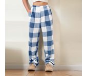 Women'S Plush Pajama Pants Soft Elastic Waist Mid-High Rise Sleep Pants Classic Plaid Pant Belt 2 Pockets Perfect For Winter
