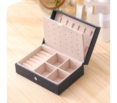 1pcs Double Layer Storage Box Ladies Princess Simple Style Leather Flip Type Jewelry Box Travel Home Portable Jewelry Box