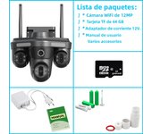 12MP 6K HD Wifi Surveillance Camera Three Screens Smart Wireless Outdoor CCTV 360° Panoramic PTZ Security IP Camera IPC360 Home