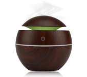 CALA VERDE - Humidificador Mini Difusor de Aceites Esenciales efecto Madera Purificador Ultrasónico con luces LED de colores