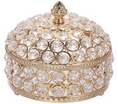 Joyero de cristal con tapa, organizador decorativo de tocador con base de espejo, cajas de recuerdos redondas para decoración del hogar