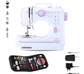 XOKOTAKI Máquina de Coser Portátil con 2 Velocidades y 12 Puntadas con Kit de Costura Incluido. Mini Máquina de Costura con Pedal, 2 Carretes, Aguja de Recambio, Cortador de Hilo y Luz de Trabajo, Funcionamiento con Cable o Pilas AA (no incluidas).