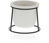 Maceta Versa Blanco Metal Cerámica Plástico Redondo Minimalista 10,5 x 11,5 x 10,5 cm