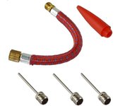 Kit de adaptador de inflador de 7 piezas, juego de agujas de bola con válvula de automóvil, conector de boquilla de extensión de manguera de aire flexible para todo tipo de juguetes de neumáticos